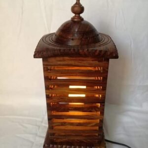 Wooden Side Table Lamp Square Shape